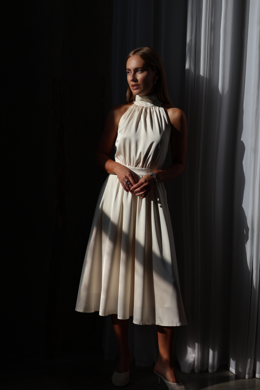 Платье Полли миди молочное