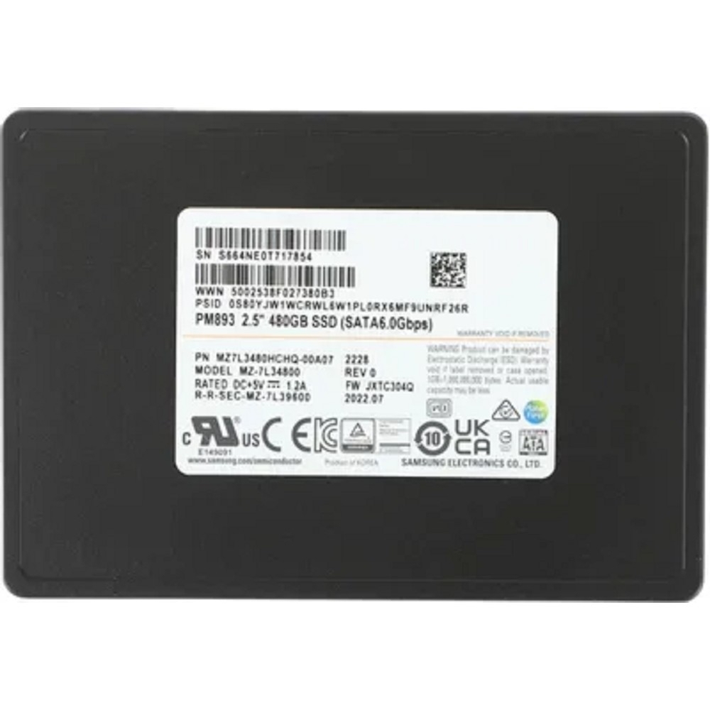 SSD диск Samsung SSD 480Gb PM893 MZ7L3480HCHQ-00A07