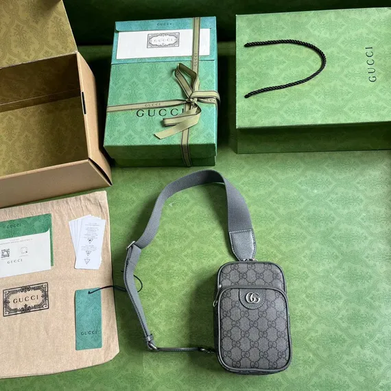 Сумка мужская GUCCI GG OPHIDIA MINI, серая