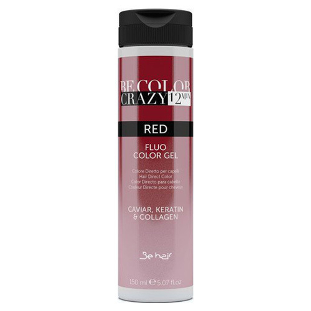 Люминесцентный гель-краситель для волос прямого действия Оттенок Красный Be Hair Color Crazy 12 Minute Red 150мл