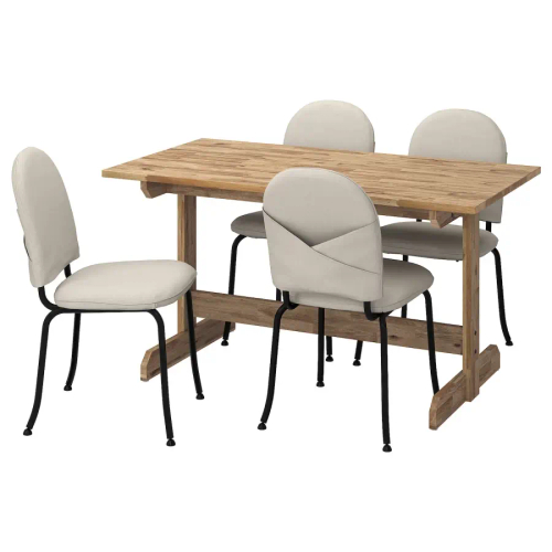 Стол и 4 стула - NACKANÄS / EBBALYCKE/ NACKANАS  IKEA/ НАКАНАС/  ЭББАЛЮККЕ ИКЕА, 140х75 см, белый /коричневый