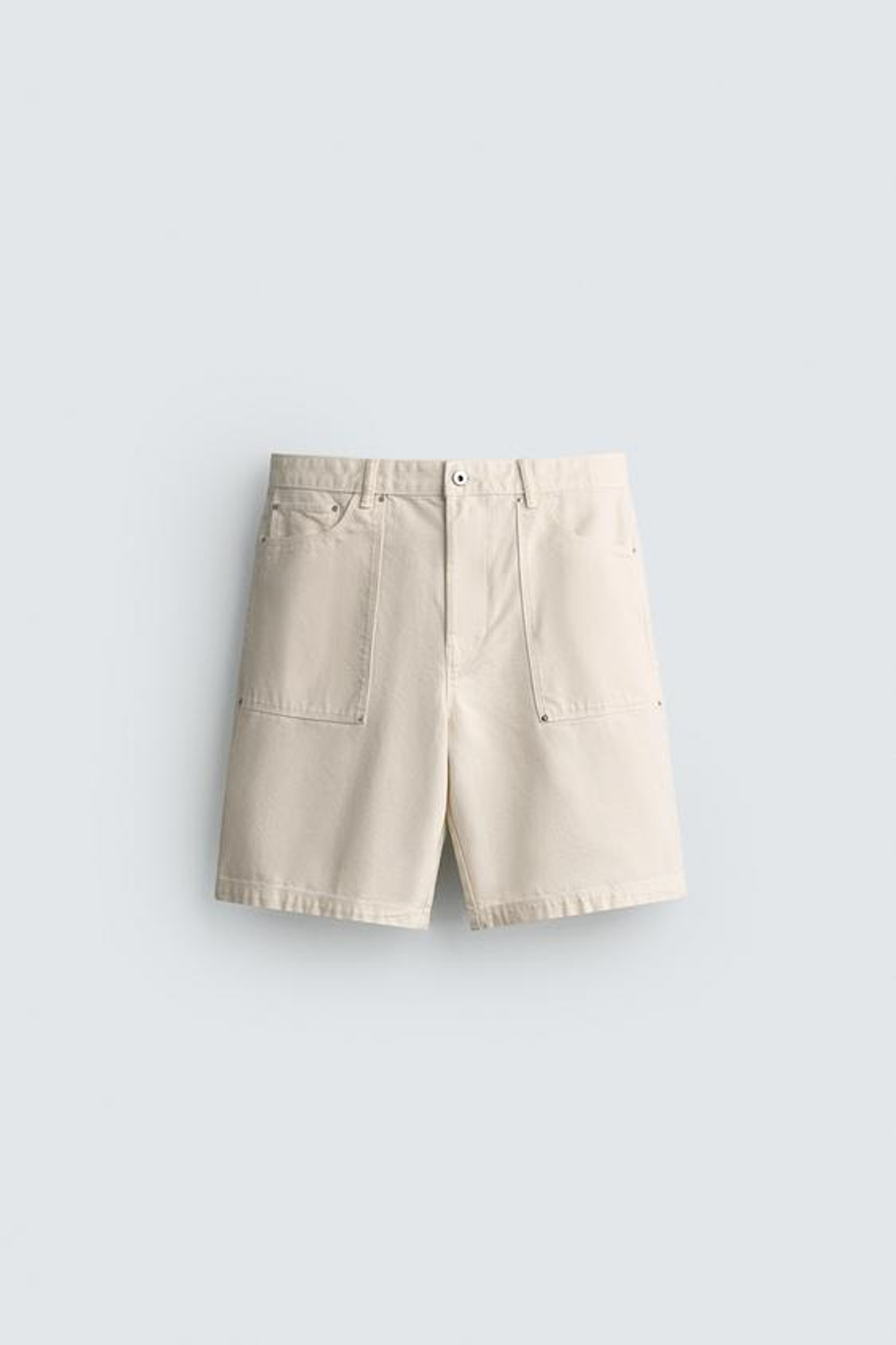ZARA ШОРТЫ STRAIGHT FIT С КАРМАНАМИ, БЕЛЫЙ