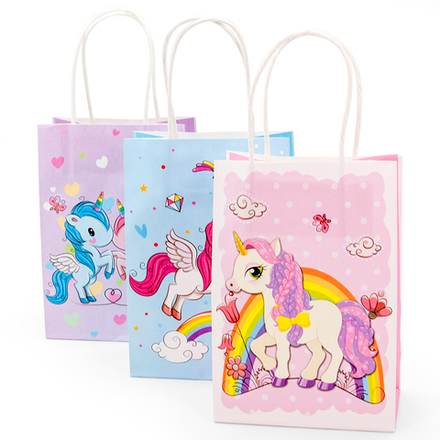 Пакет подарочный, Крафт, Единорог, Ассорти дизайнов, 18*23*10 см, 1 шт.