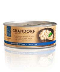 Grandorf 70г Влажный корм для кошек Chicken & Seabass, беззерновой, куриная грудка с сибасом