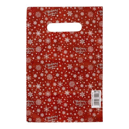 Подарочный новогодний пакет Сима-Ленд с вырубной ручкой, красный