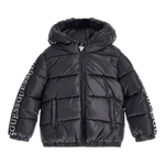 Куртка демисезонная с капюшоном GUESS Черный/Лампас и отделка на капюшоне: черная тесьма с логотипами Мальчик