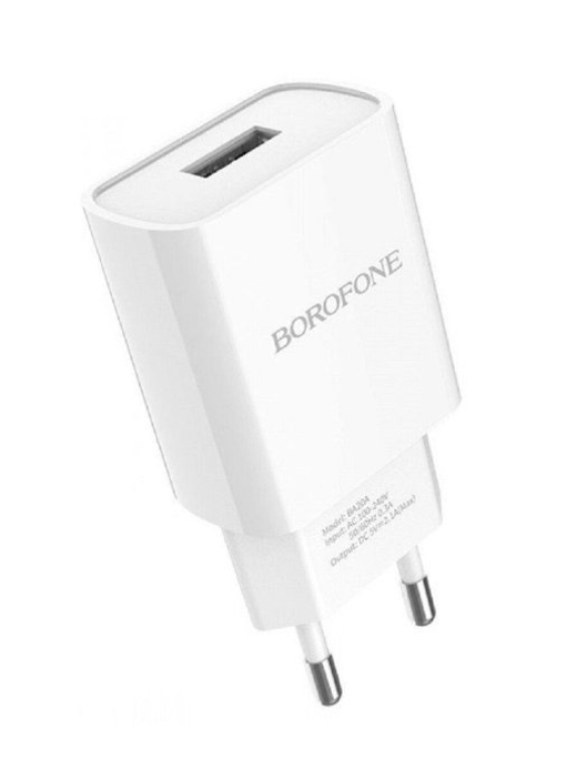 Сетевая зарядка 1-гнездо USB 5-12В 2.1А BOROFONE BA20A