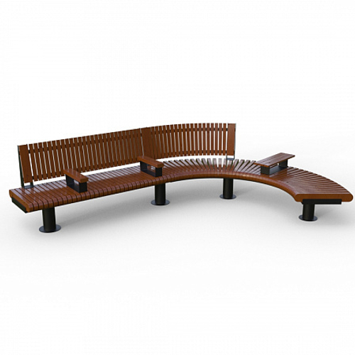 Скамейка Rail Road 01 Long с поворотом и подлокотниками