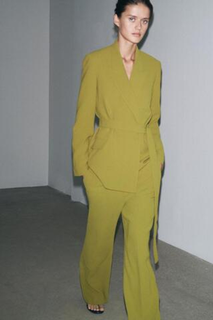 ZARA БРЮКИ FLARED — ZW COLLECTION, ОЛИВКОВЫЙ