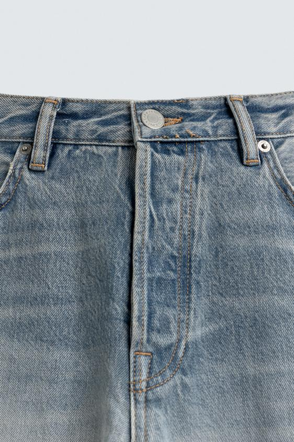 ZARA ДЖИНСЫ STRAIGHT FIT, СТАЛЬНОЙ СИНИЙ