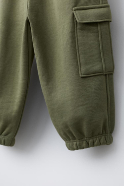 ZARA БРЮКИ-ДЖОГГЕРЫ КАРГО ИЗ МЯГКОЙ ТКАНИ, ЗЕЛЕНЫЙ