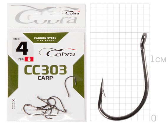 Крючки Cobra CARP CC303 №4, 8 шт.