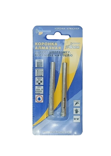400006 Коронка алмазная по керамике 6мм (2 шт)