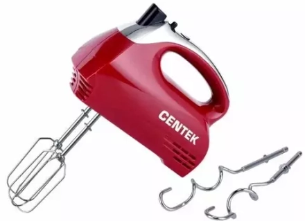 Centek Миксер Centek CT-1118 хром/вишня 350Вт, 5 скоростей+турбо, взбивание/замешивание