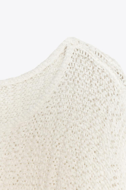 ZARA ТРИКОТАЖНОЕ ПОНЧО, БЕЛЫЙ