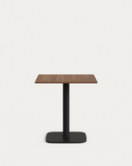 Dina Стол из меламина с натуральной отделкой и черной металлической ножкой 70 x 70 x 70 см