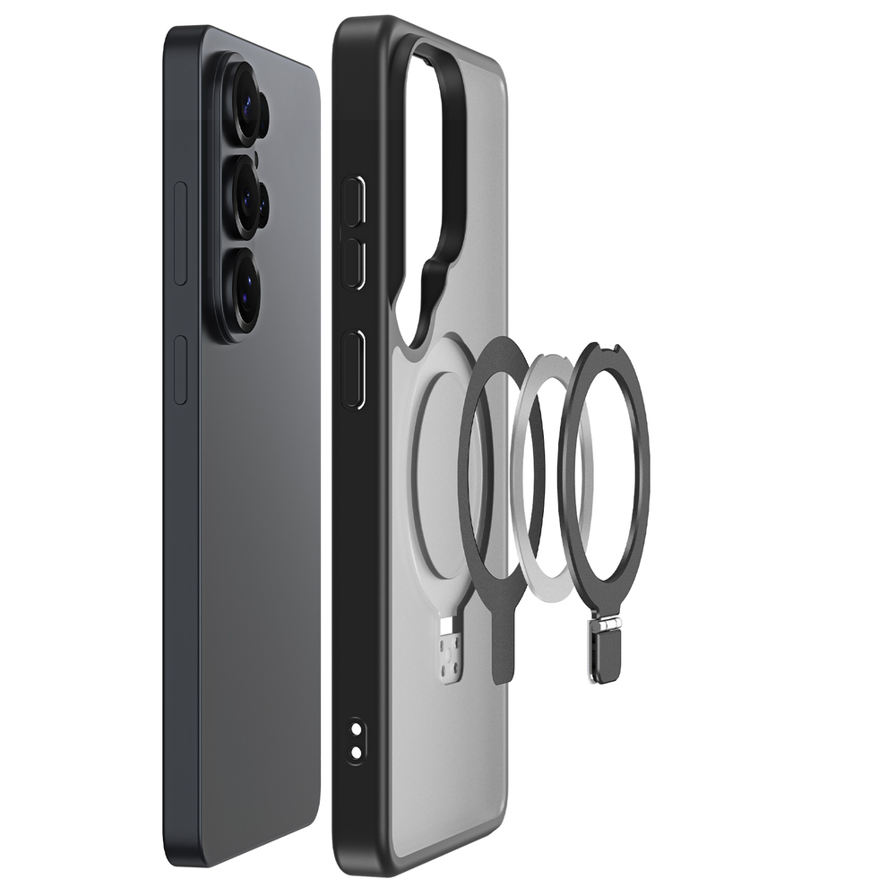 Чехол черный с MagSafe для Samsung Galaxy S26 Ultra, серия Yind Series Case от Dux Ducis (версия с магнитной откидной подставкой)