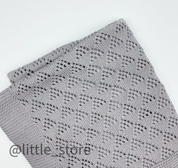 Плед вязаный Ажурный, Темно-серый