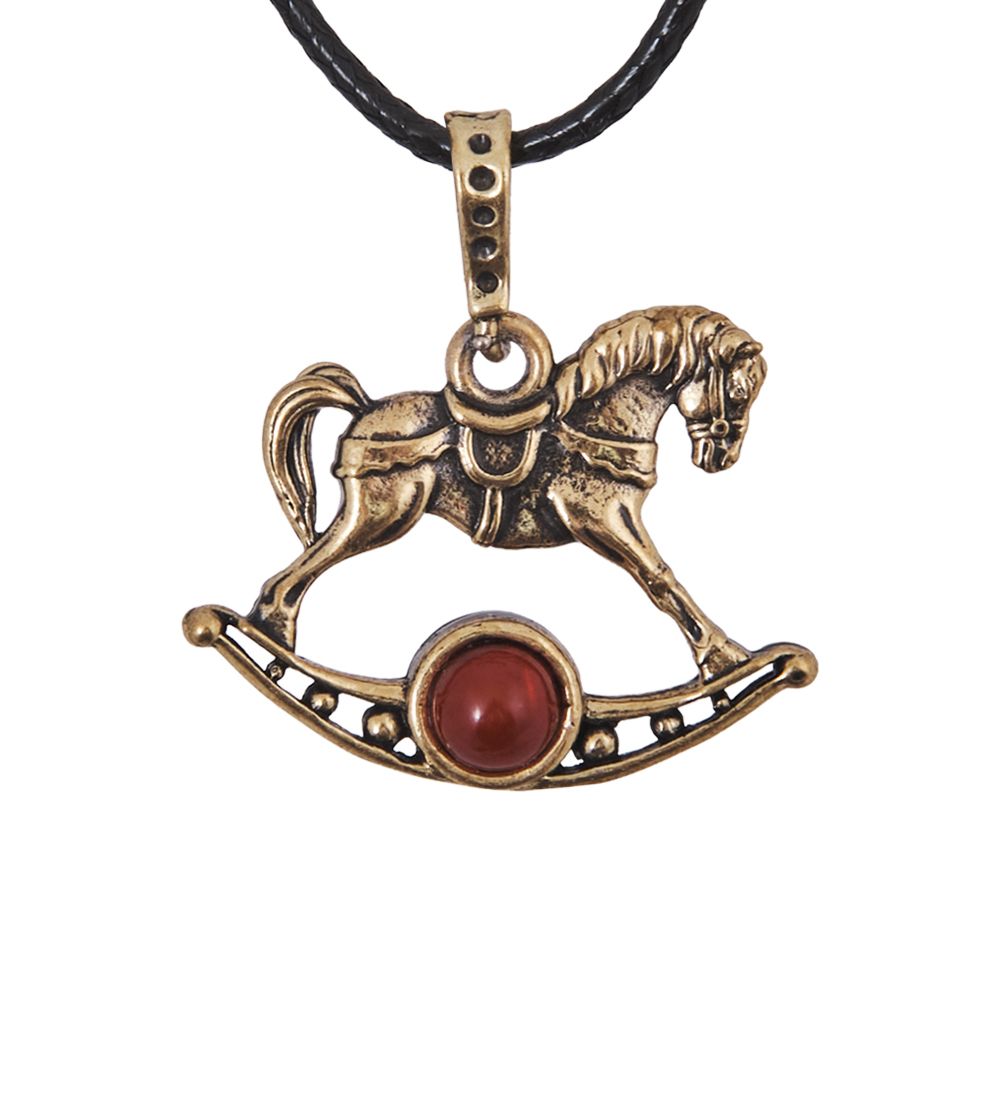 AM-4224 Подвеска «Лошадка Качалка» (латунь, янтарь)