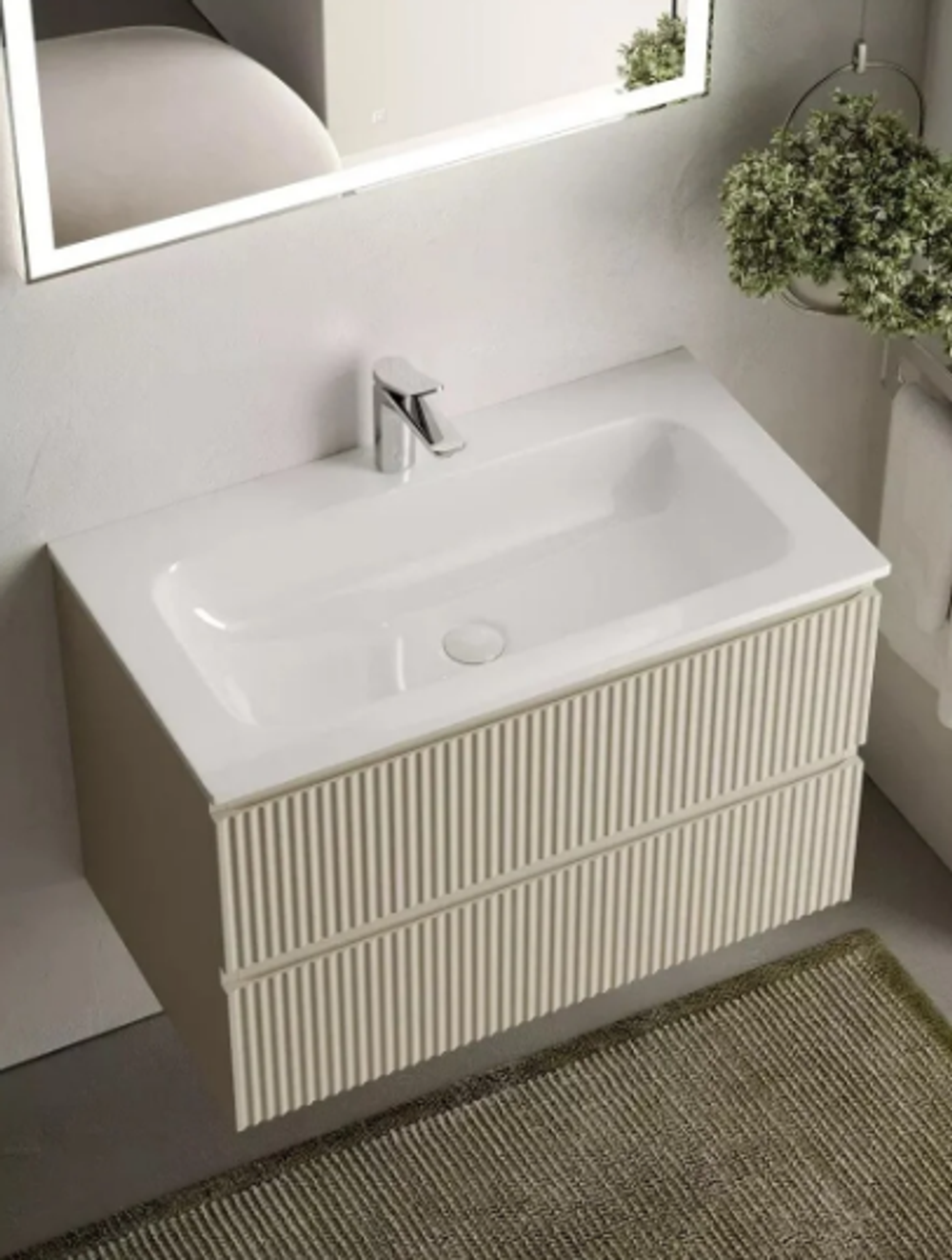 Тумба подвесная SANCOS Snob R 790х445х500, c двумя ящиками оснащенными доводчиками, Beige Soft , арт.SNR80CE