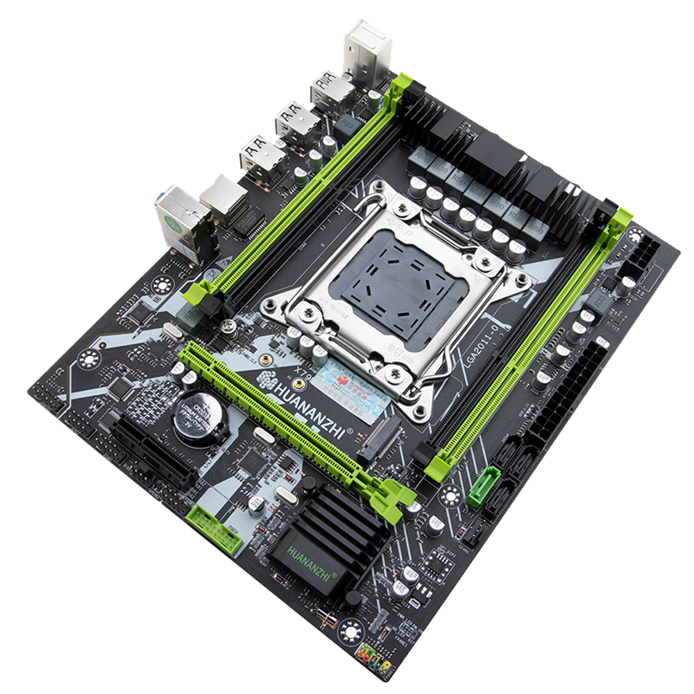 Материнская плата с процессором и памятью HUANANZHI X79M PRO, Socket2011, Xeon E5-2650v2, 64Гб (4х16Гб), mATX, Retail, 4xDDR3, PCIe3.0, 1xM.2, GLAN, 2xPS/2, 6xUSB2, 4xUSB3 (HNZ-X79-PRO-2650V2-64G)