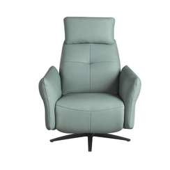 Вращающееся кресло-реклайнер 5174 из бирюзово-зелёной кожи