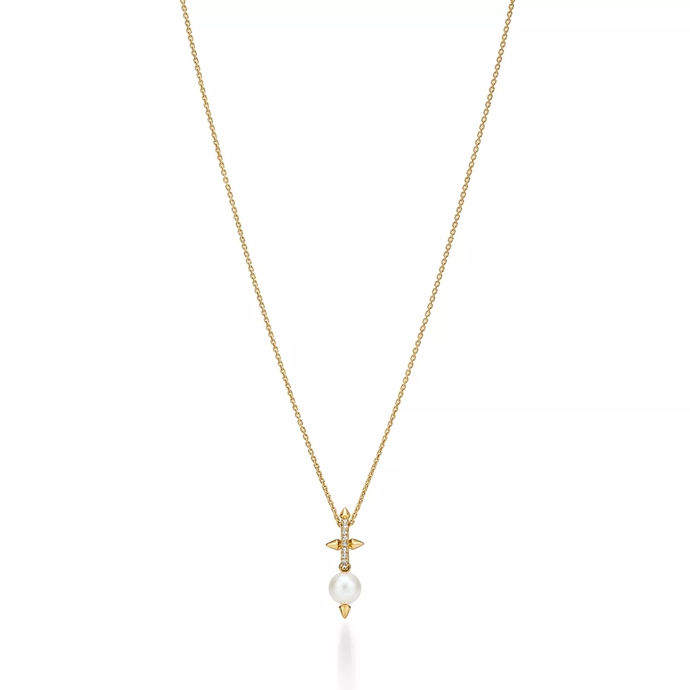 Подвеска из жёлтого золота 18к с жемчугом и бриллиантами, Tiffany 💠 Titan by Pharrell Williams-  В наличии