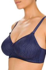 Синий бюстгальтер без косточек с рисунком в виде волн (Размер: 95E) (Цвет: синий)
