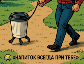 Когда у стаканчика есть поводок, прогулка становится ещё веселее!