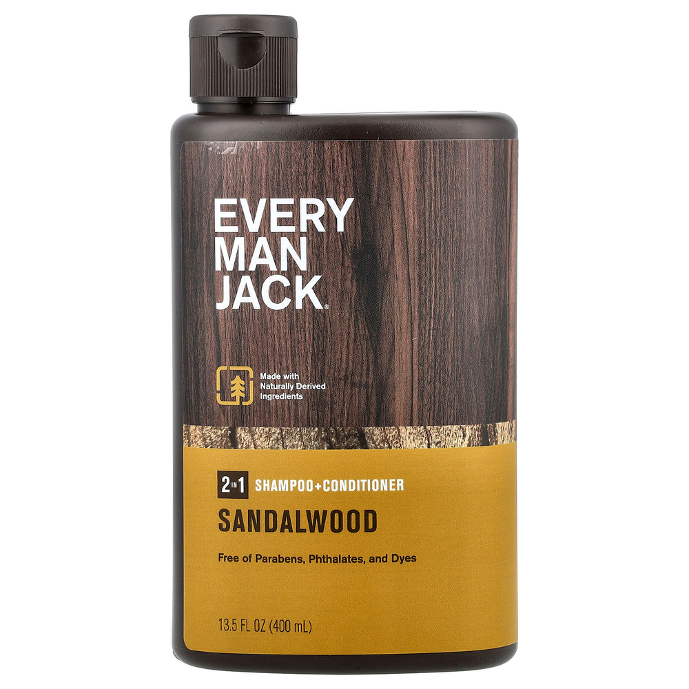 Every Man Jack, 2-в-1, шампунь и кондиционер, сандаловое дерево, 400 мл (13,5 жидк. унции)