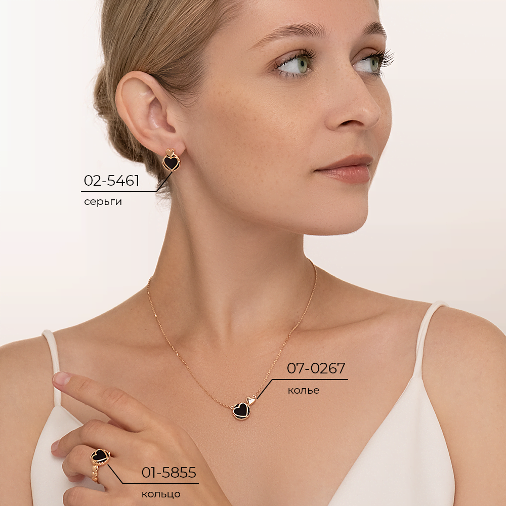 Колье «Сердечная тайна» из красного золота с ониксом