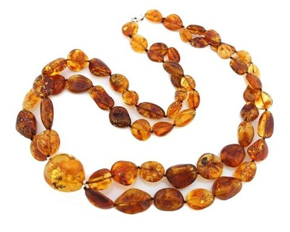 Элегантное колье из коньячного янтаря в два ряда (7173)