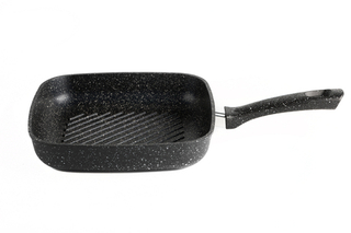 Сковорода-гриль квадратная 28х28 см черный мрамор ВЫСОКИЙ