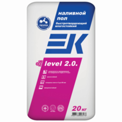 ЕК Level 2.0. Быстротвердеющий влагостойкий наливной пол 20 кг 5 - 80 мм