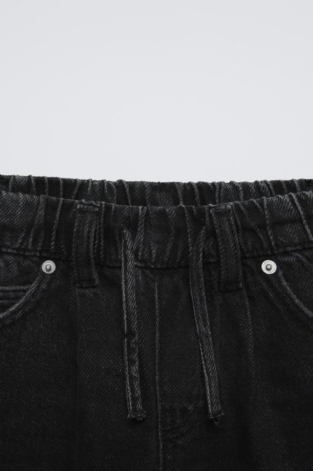 ZARA ДЖИНСЫ-КЮЛОТЫ СО ШНУРКОМ, ЧЕРНЫЙ