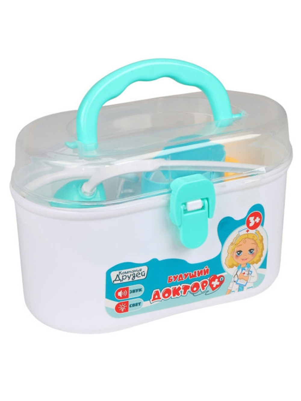0208303/ТМ "Компания Друзей", Серия "Будущий Доктор" набор доктора, свет, звук, в чемодане 19х11, 2х
