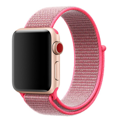 Спортивный нейлоновый ремешок для часов Apple Watch размеров 42 и 44мм, розовый цвет (hot pink)