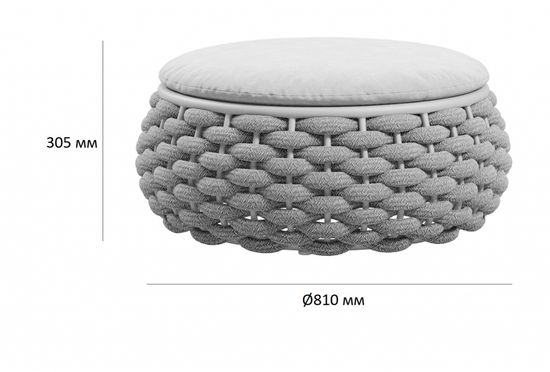 Пуф-столик плетеный с подушкой Pouf серо-зеленый