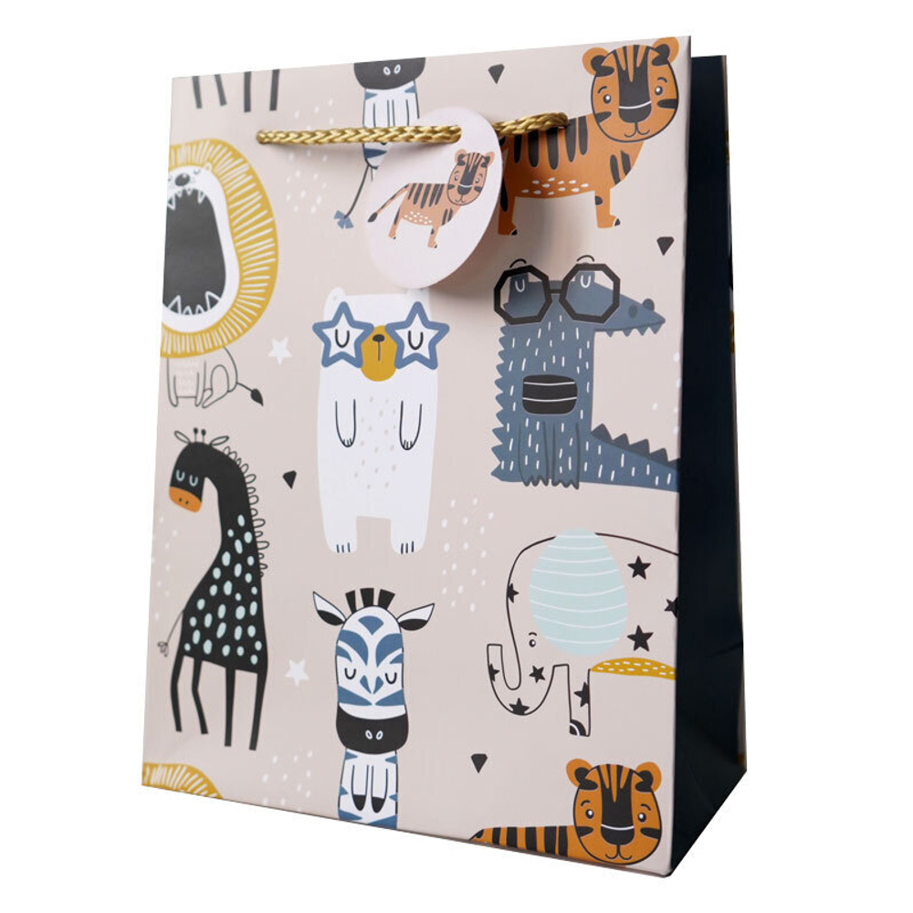 Пакет подарочный "Звери"  16*8*21 см