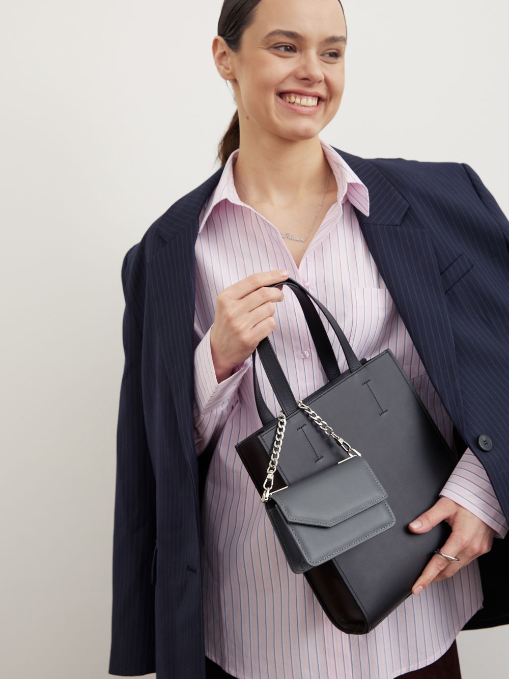 ШОППЕР МАЛЕНЬКИЙ ЧЕРНЫЙ|ГРАФИТ|Т.КОРИЧНЕВЫЙ