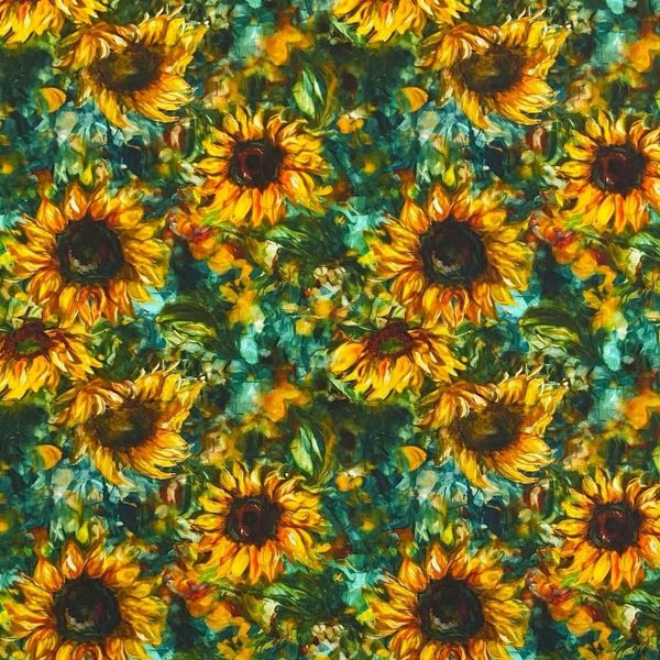 ПОДСОЛНУХИ НА ЗЕЛЕНОМ, 100% хлопок Handmade Fabrics 1