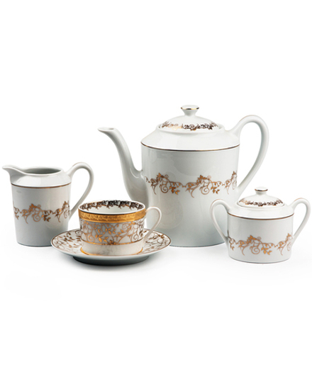 Tunisie Porcelaine Сервиз чайный 15 предметов на 6 персон Mimosa Lierre Or, лиможский фарфор