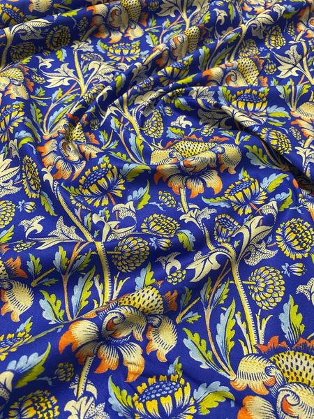Wandle СИНИЙ В СТИЛЕ У. МОРРИСА100% хлопок Handmade Fabrics 2