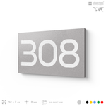 Номер на дверь 308, табличка на дверь для офиса, квартиры, кабинета, аудитории, склада, серая 120х70 мм, Айдентика Технолоджи