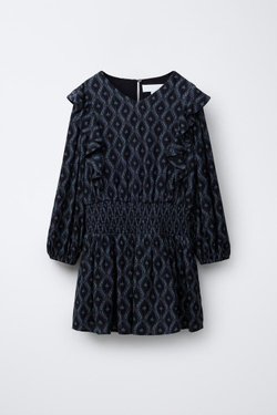 ZARA ПЛАТЬЕ С ПРИНТОМ, СИНИЙ