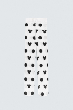 ZARA X DISNEY НАБОР ИЗ 2 КОМБИНИРОВАННЫХ КОЛГОТОК ИЗ МИКРОФИБРЫ, ЧЕРНЫЙ/БЕЛЫЙ