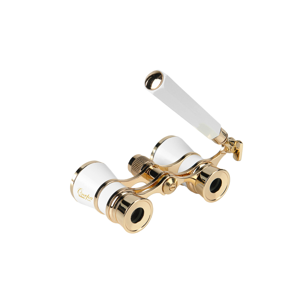 Бинокль театральный Veber Opera БГЦ 3x25 лорнет, белый/золотой