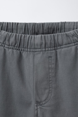 ZARA БРЮКИ КАРГО ИЗ ТВИЛА, СЕРО-СИНИЙ