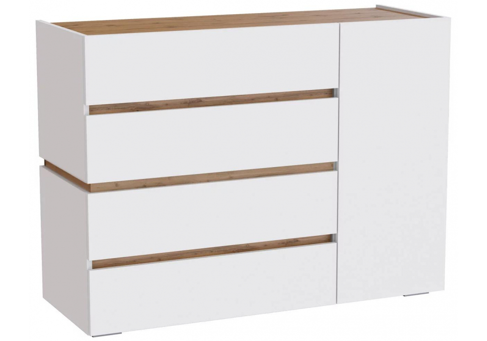 Комод Woodville Атлон белый, дуб вотан