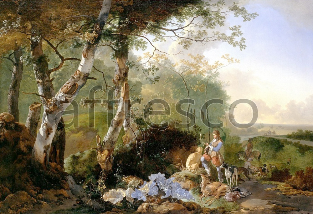Фреска Pynacker Adam, Landscape with Sportsmen and Game